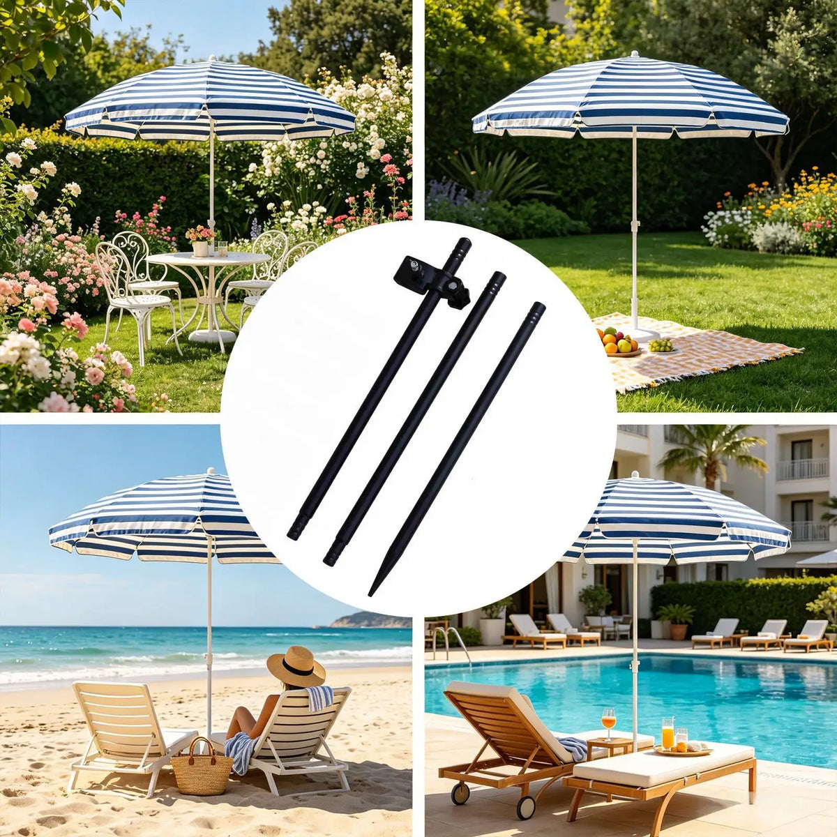 Portable Metal Umbrella Holder for Narrow Poles