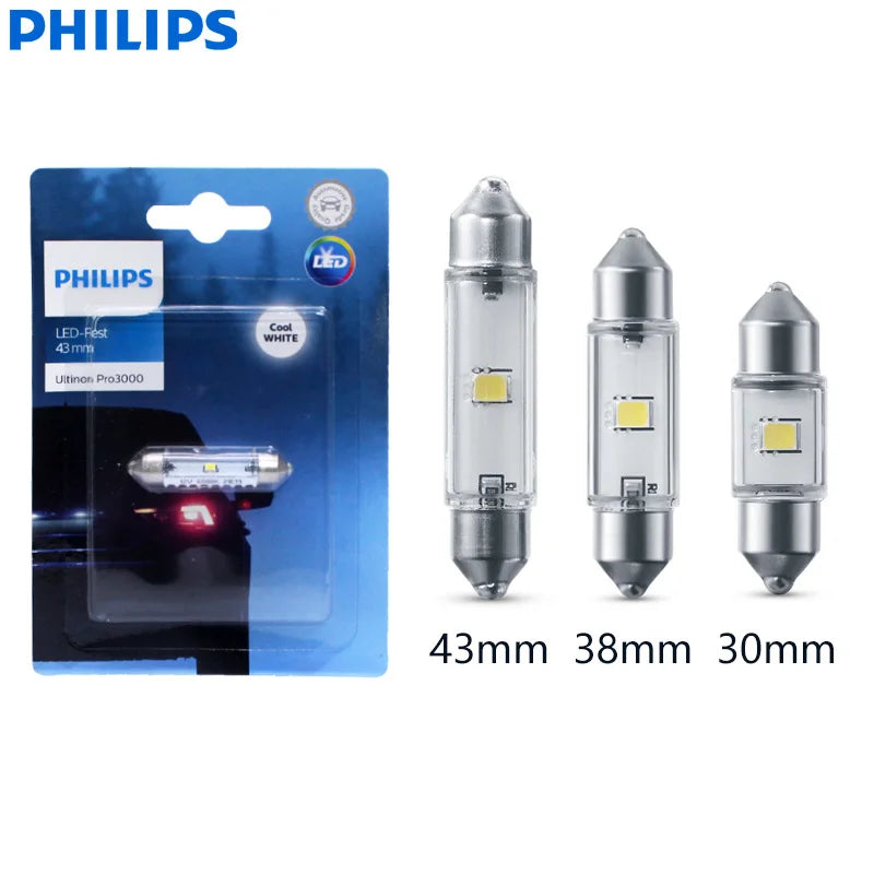 Philips Ultinon Pro3000 C5W LED Fest 38mm 30mm 43mm Festoon Auto Signal Seitenlampe 6000K Kaltweiß Innenraum Leselicht(1STK)