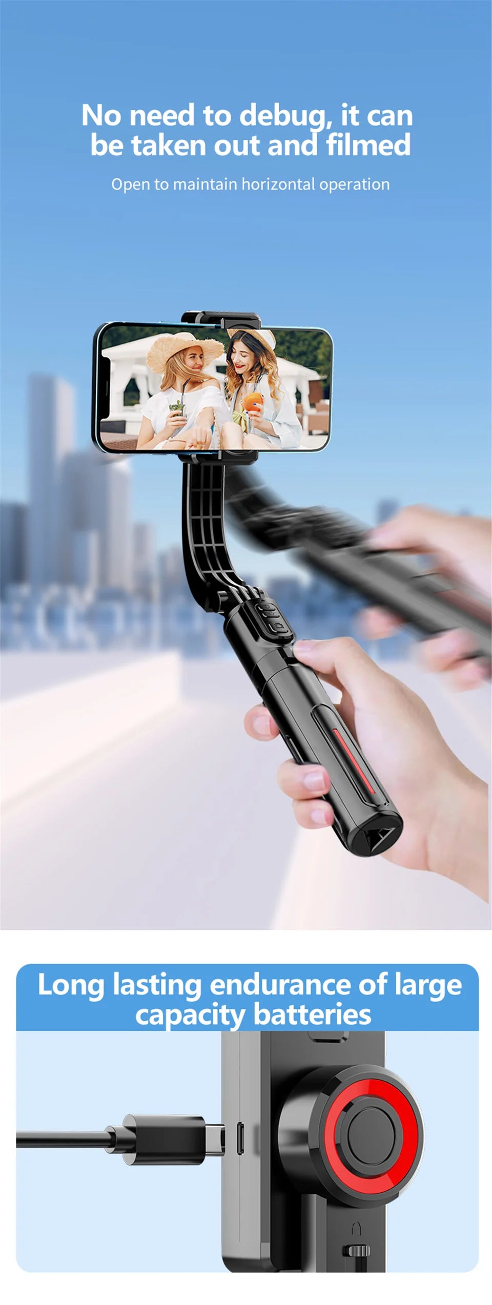 Mobilný video stabilizátor Bluetooth selfie tyč statív