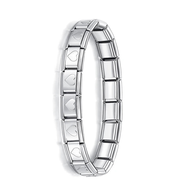 Hapiship New Women's Jewelry 9mm Width Itanlian Elastic Charm Bracelet Fashion Stainless Steel Bangle ST- 