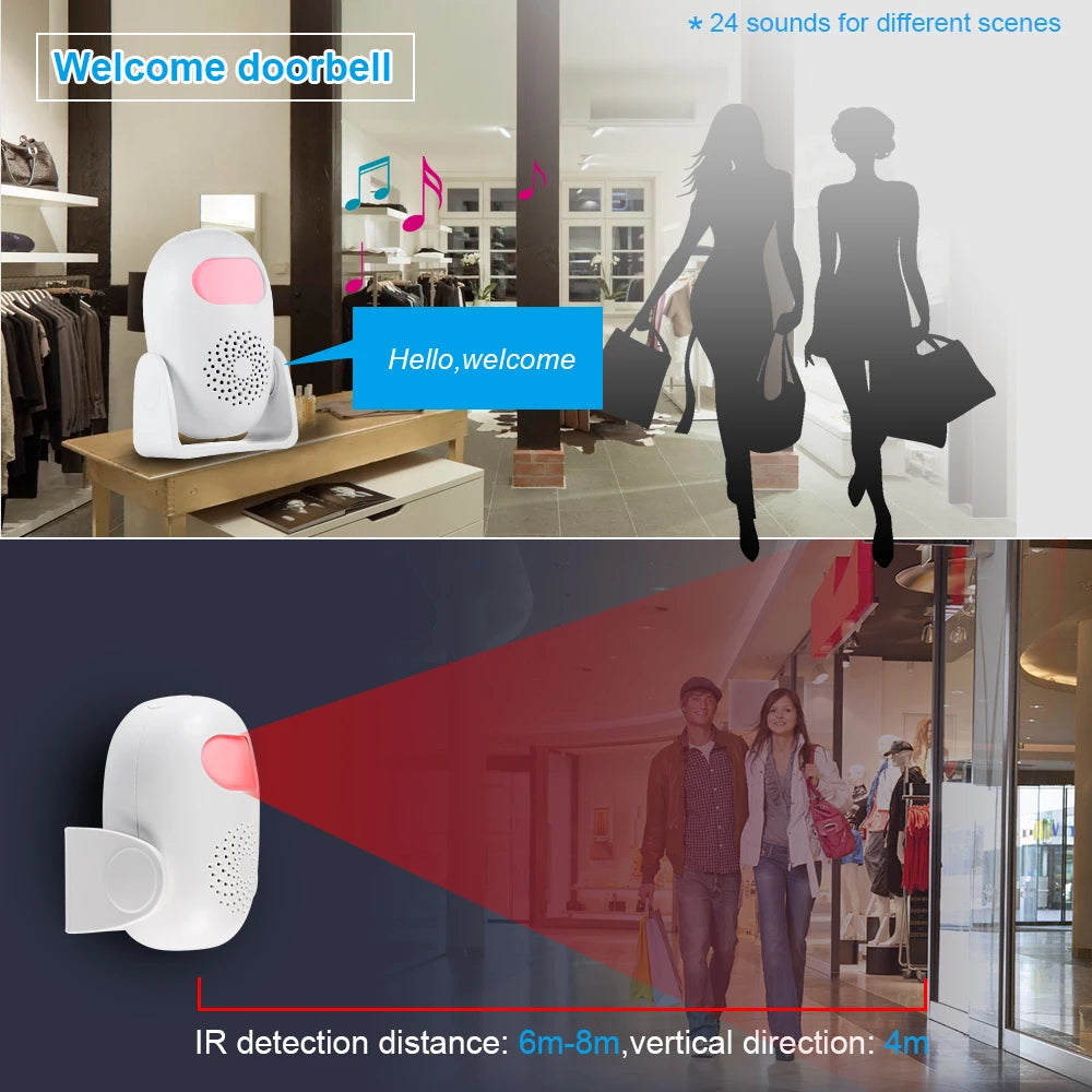 KERUI Wireless PIR Motion Sensor Alarm Welcome Chime Alarm Mode and Welcome Mode Infrared Motion Detector 11 Countries Language