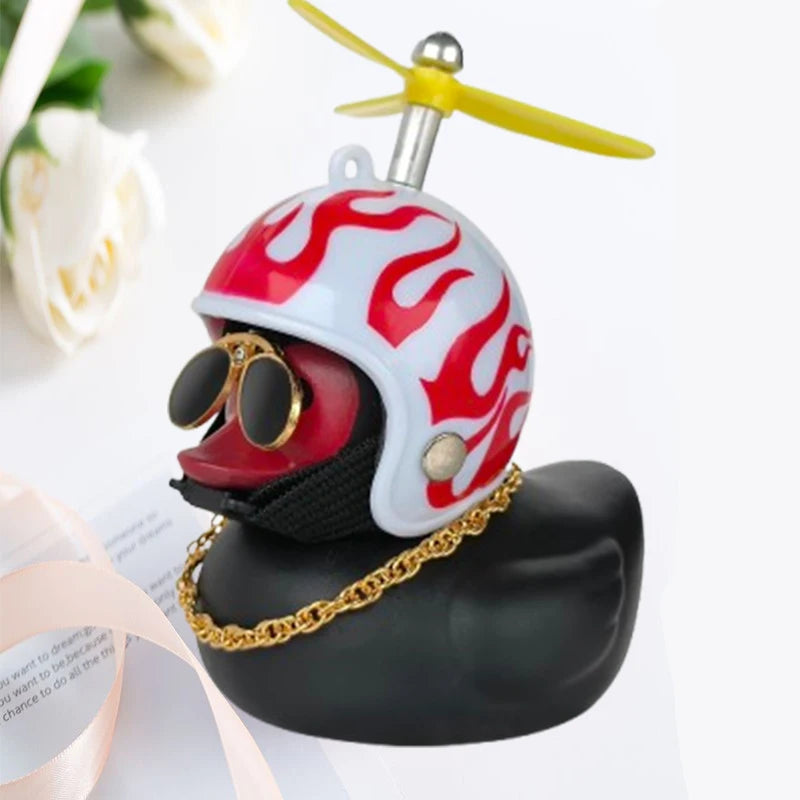 Car Duck With Helmet Broken Wind Pendant Small Yellow Duck Road Bike Motor Helmet Riding Cycling Accessories Without Lights 