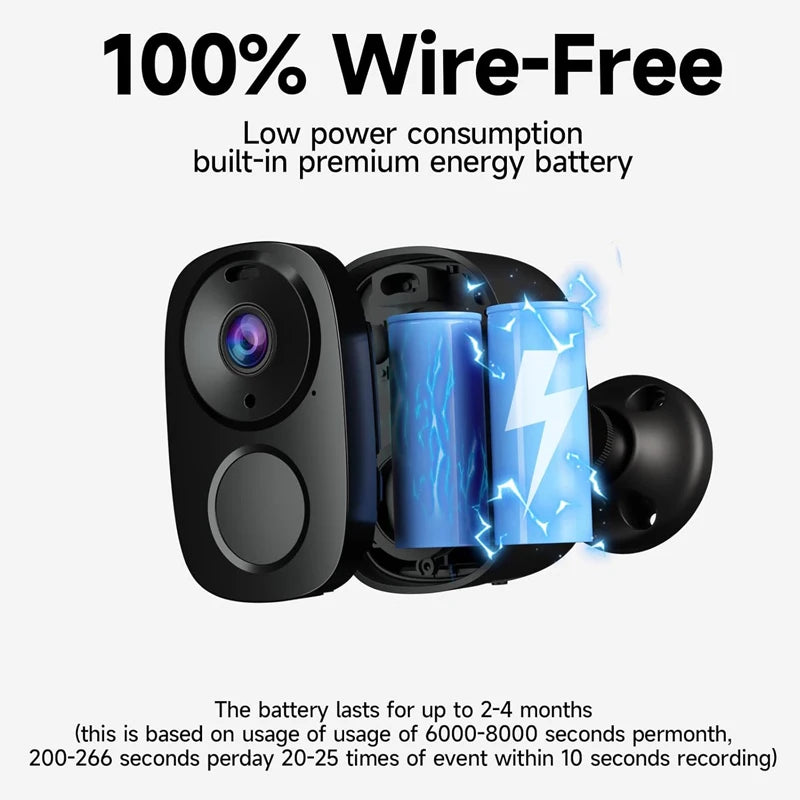 Security Cameras Wireless Outdoor, 2K Battery Powered WiFi Camera AI Motion Siren Spotlight, Color Night Vision, IP66 Waterproof 