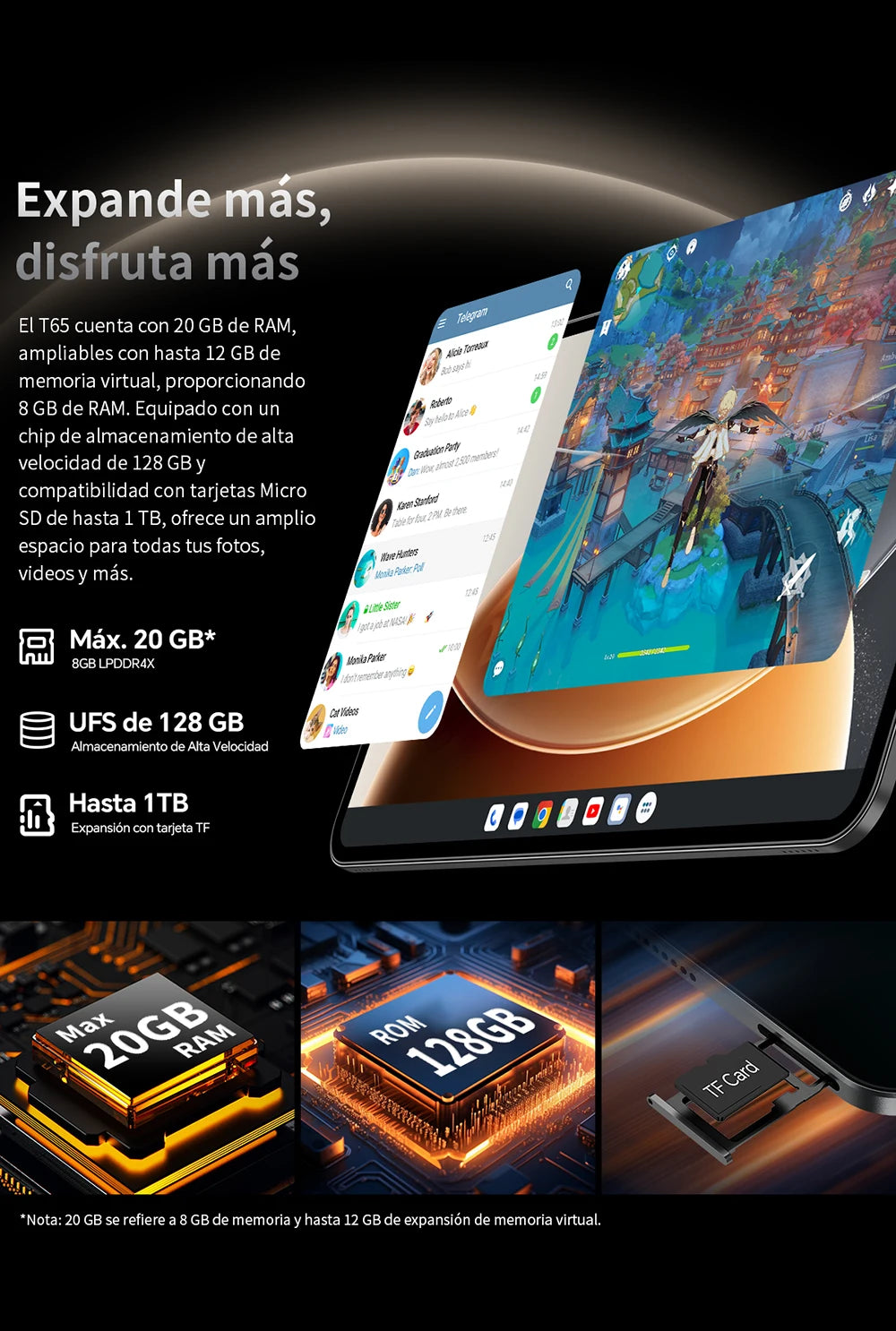 Teclast T65 Tablet Android 16 con Display 13,4" 120Hz