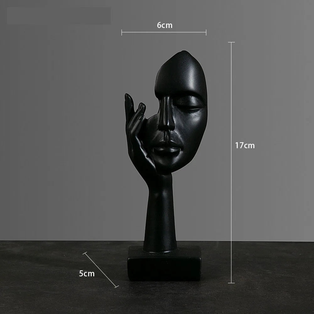 Resin Abstract Mask Statues European Miniature Figurines for Interior Home Office Study Desktop Figure Ornament Decor Gift 