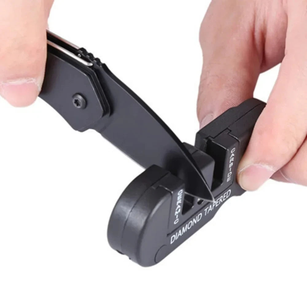 Pocket Knife Sharpener with Ceramic and Carbide Elements