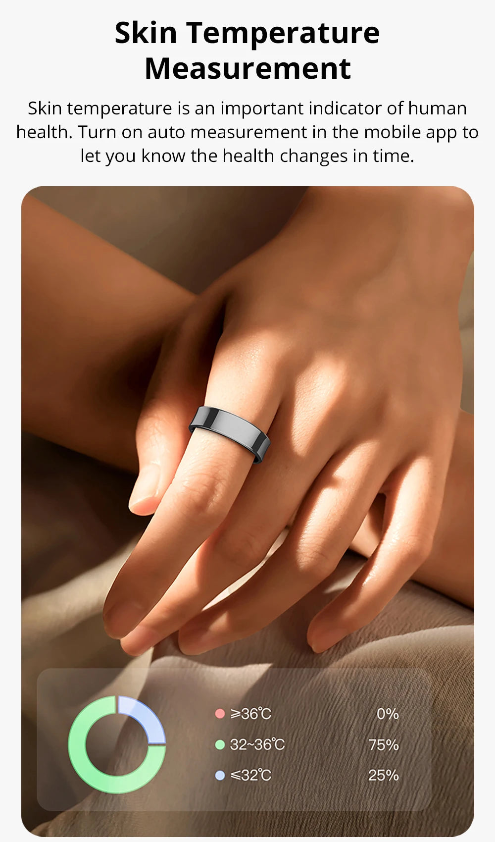 2024 COLMI R09 Smart Ring Men Women with Charging Case, Health and Sleep Monitor, Skin Temperature Monitor, 60 days battery life 