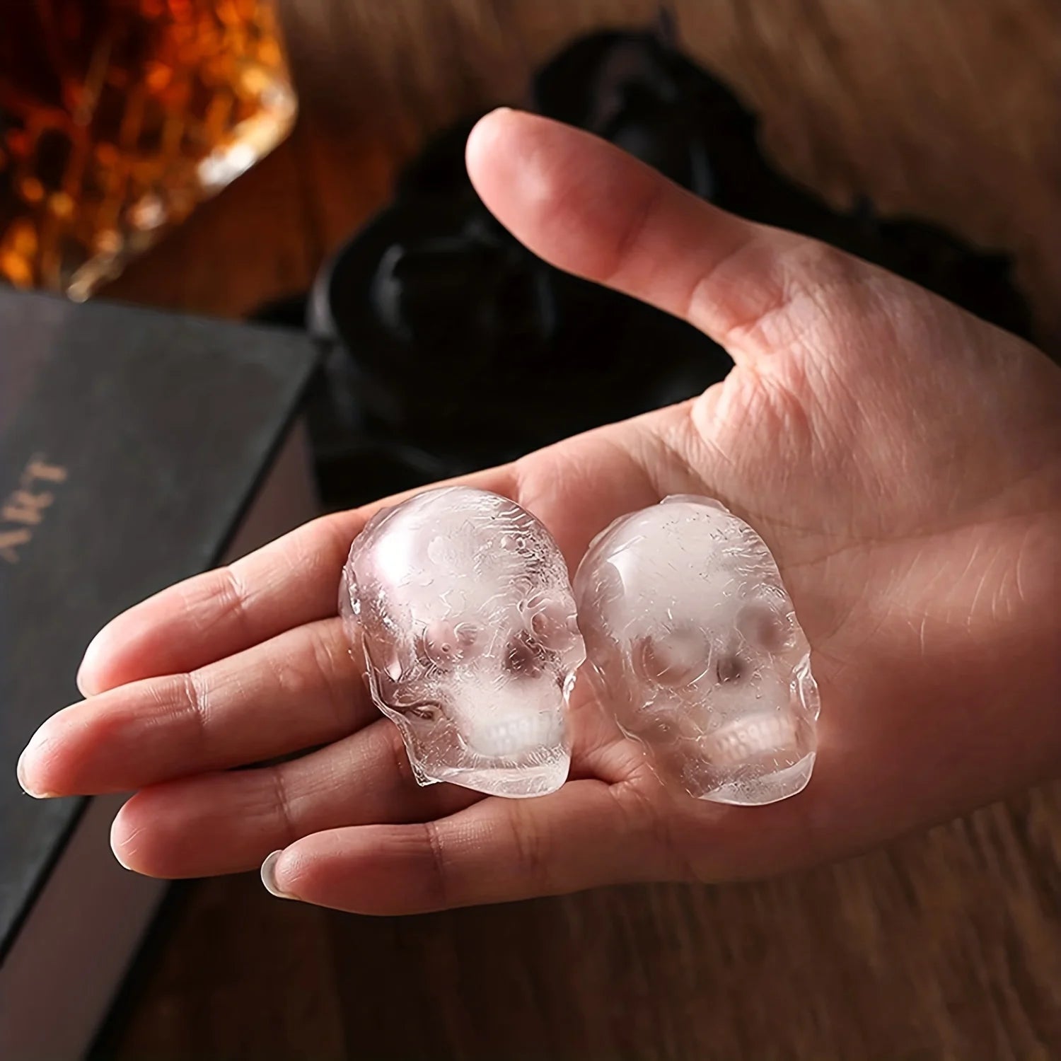 Skull Ice Ball Mold Silicone 3D Flexible Ice Cube Trays BPA Free Ice Trays For Freezer Horror Skull Head Cocktail Ice Ball Maker 