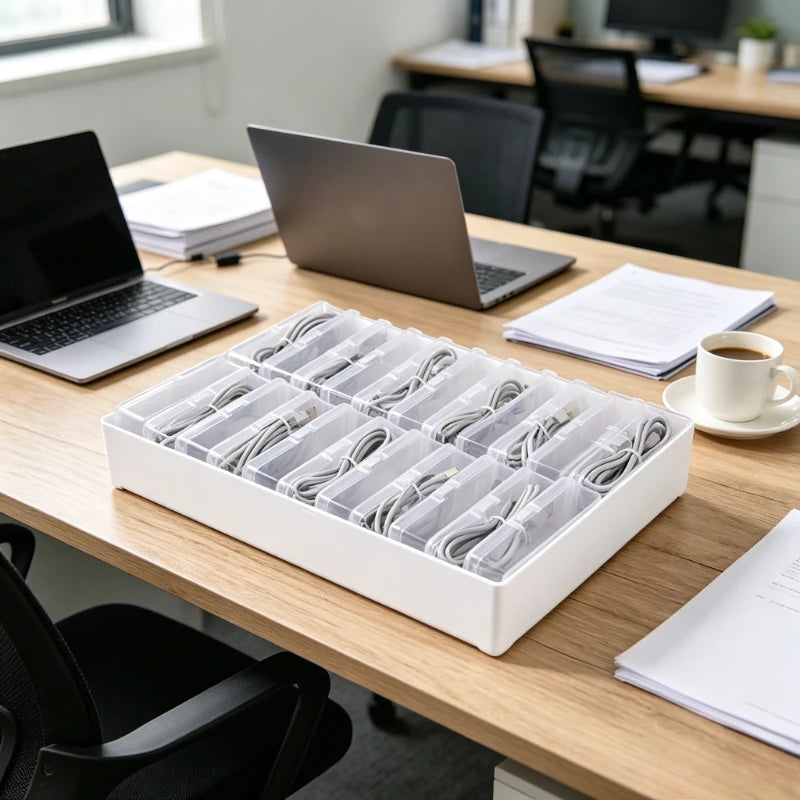 Desktop Cable and Accessory Organizer Boxes