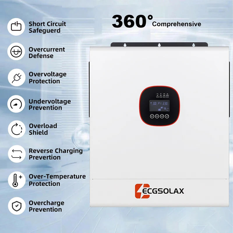 Inversor Solar Híbrido 12kW 48V Dual MPPT Onda Senoidal Pura