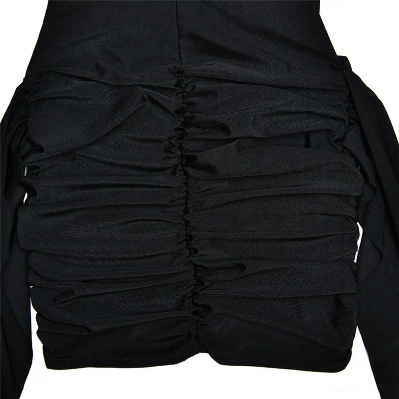 Mozision Turtleneck Sleeveless Sexy Mini Dress For Women Fashion Irregular Ruched Tank Dress Femme Elegant Club Party Dress 