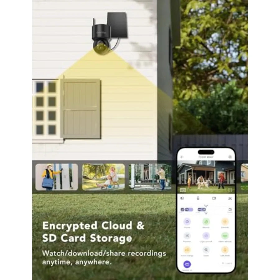 Solar-Powered 2K Wireless PTZ Outdoor Security Camera