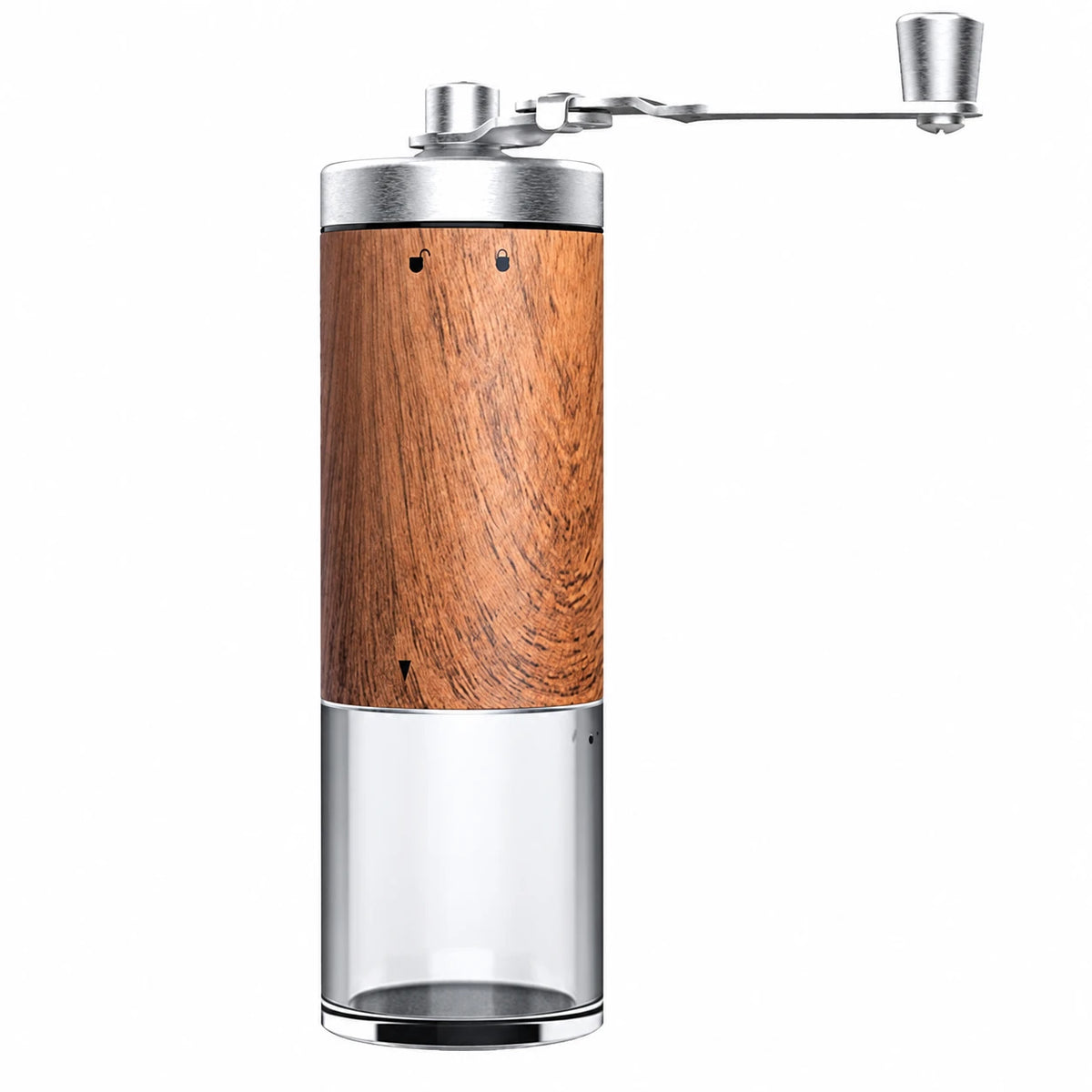 Manual coffee grinder with wood-grain finish