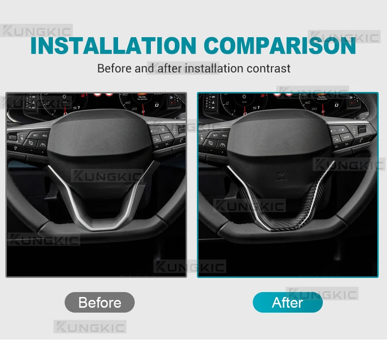 Dry Carbon Fiber Steering Wheel Bottom Trim for Seat and Cupra