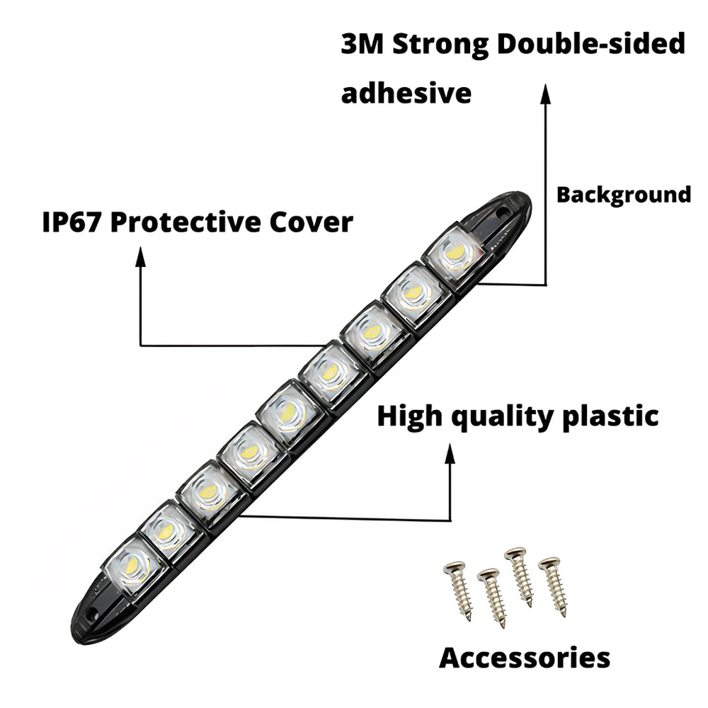 Luzes Diurnas 2X para Carro DRL LED DC 12V Brancas COB, Lâmpada de Nevoeiro Flexível em Silicone, Sinal de Mudança Automático, Luz de Ré, Travão e Mala Diurna