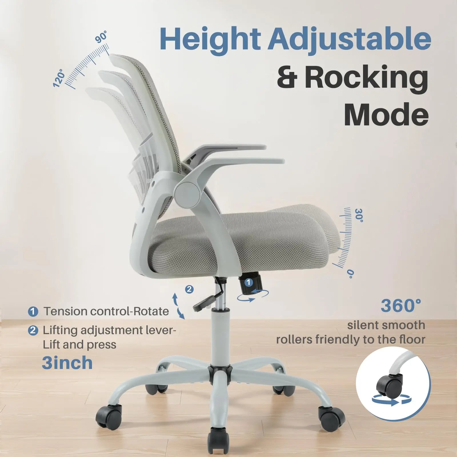 Ergonomic Office Chair with Lumbar Support, Swivel & Adjustable Height