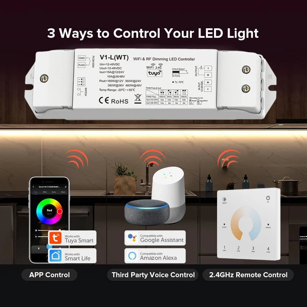 Kit Tuya con controller LED monocolore e telecomando