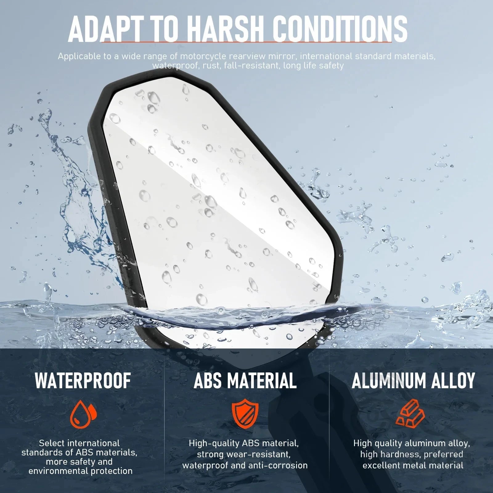 Universal Motorcycle Mirrors Angle Adjustable Folding Handlebar Side Mirror Compatible with Adventure Dirt Street Bike 