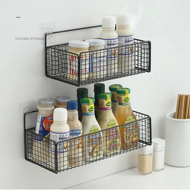 Bathroom Organiser Multifunctional Toiletries Organiser No-Punch Bathroom Shelf Bathroom Kitchen Wall Mount Storage Rack 