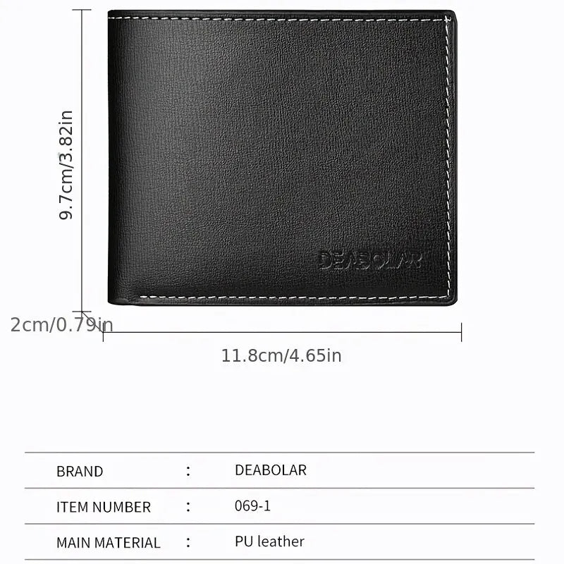 Pu Leather Men Short Wallet Thin Style Folding Young Men Credit Card Holder Wallet 