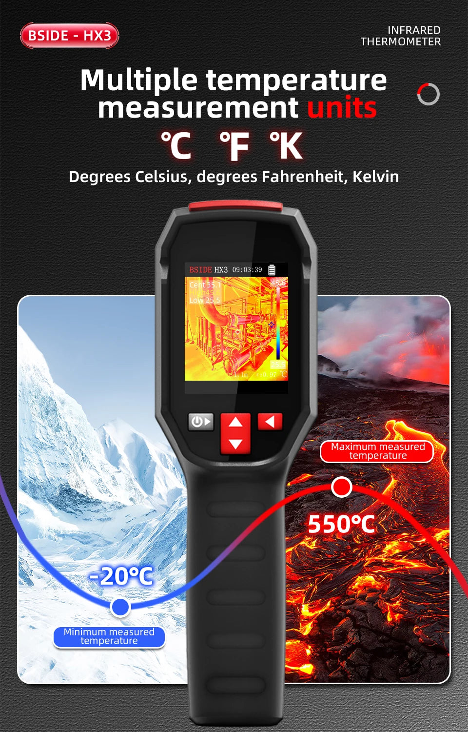 Handheld Thermal Imaging Camera -20 to 550C HD Resolution