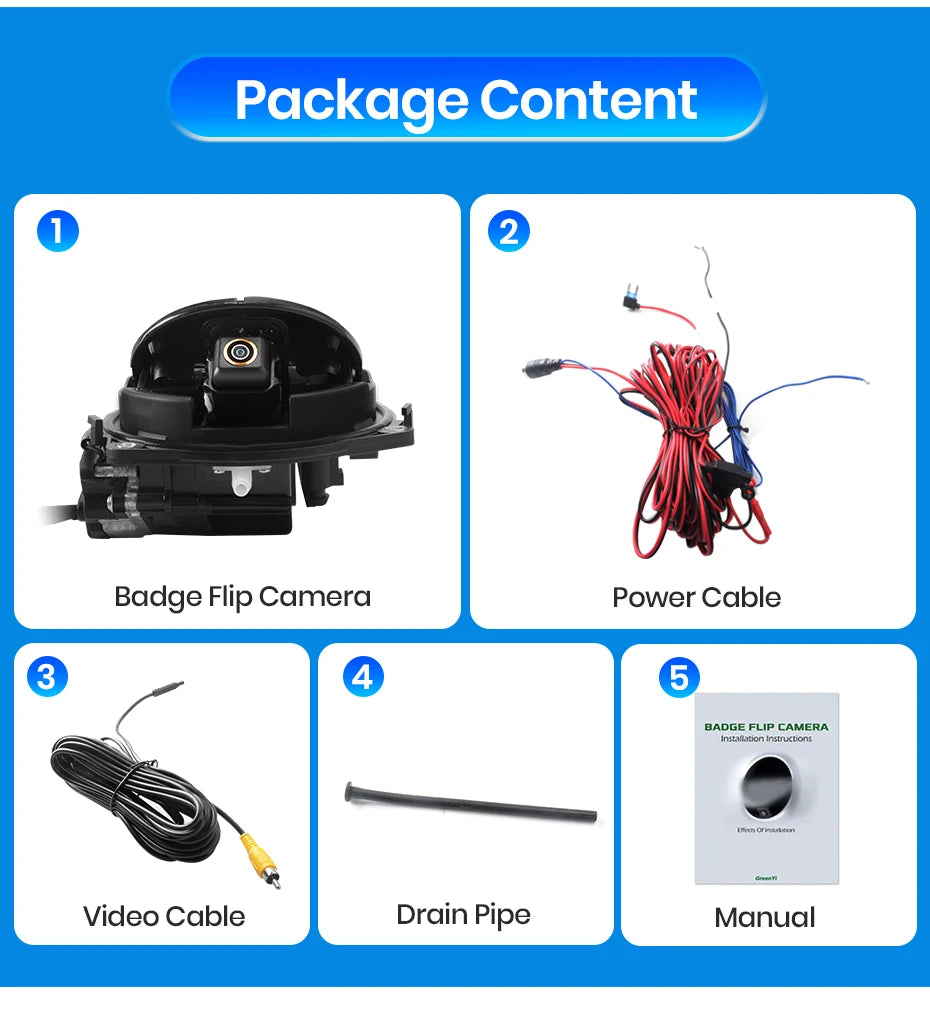 Flipping Logo Rear View Backup Camera 1080P 170° for Android Radio