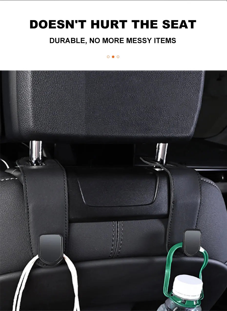 SEAMETAL Hidden Car Back Seat Hook Headrest Suede Leather Soft Hanging Hook 20kg Load-Bearing Wear-Resistant Rear Row Hanger