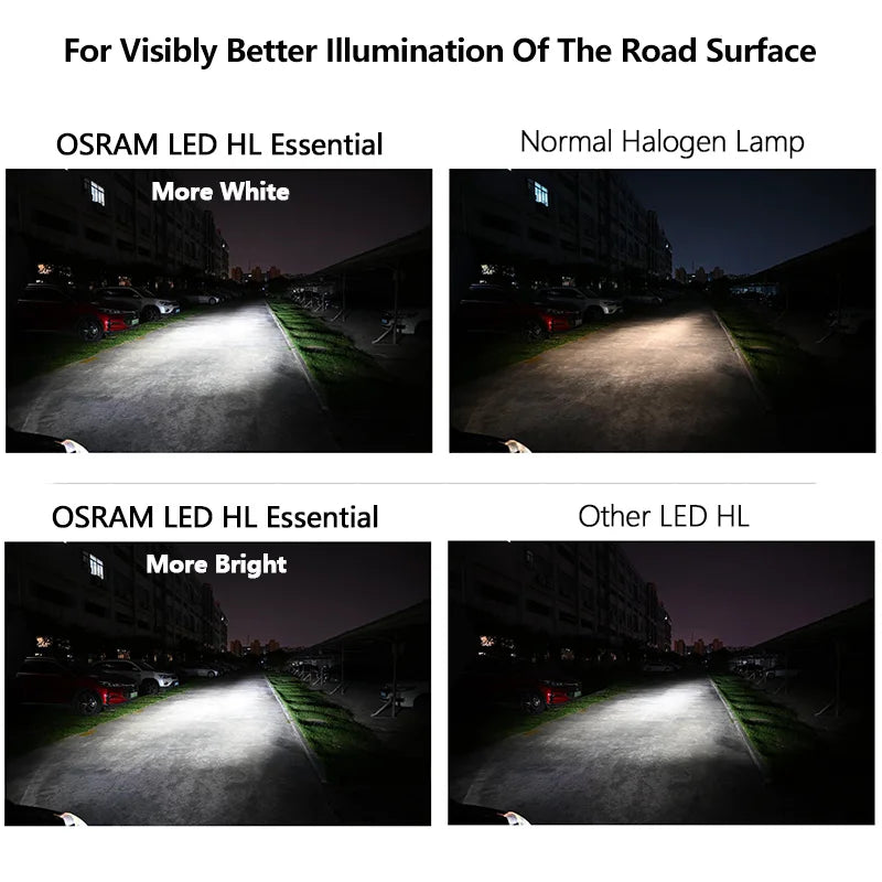 OSRAM Essential LED H4 H7 H11 auto prednje svjetlo, jednostavno plug & play, H8 H9 H10 H16 H18 H19 HB3 HB4 HIR1 HIR2, auto bijelo LED svjetla