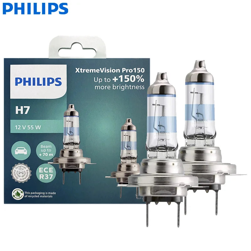 Philips X-tremeVision Pro150 H7 auto halogenska svjetla 12V 55W PX26d +150% svjetlija bijela original ECE lampe više svjetla 12972XVP