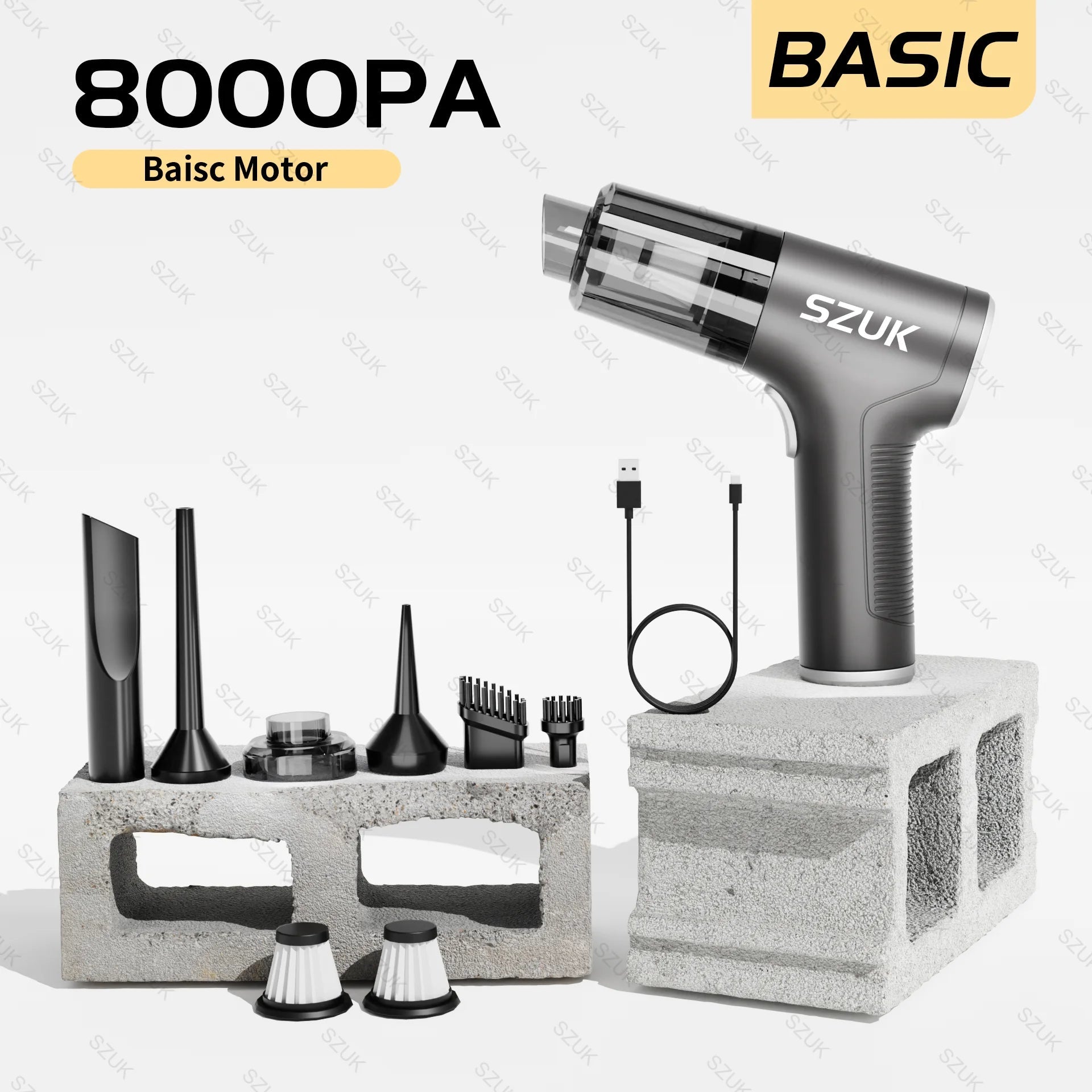 SZUK 98000PA Car Vacuum Cleaner Mini Powerful Cleaning Machine Strong Suction Handheld for Car  Wireless Portable Home Appliance 