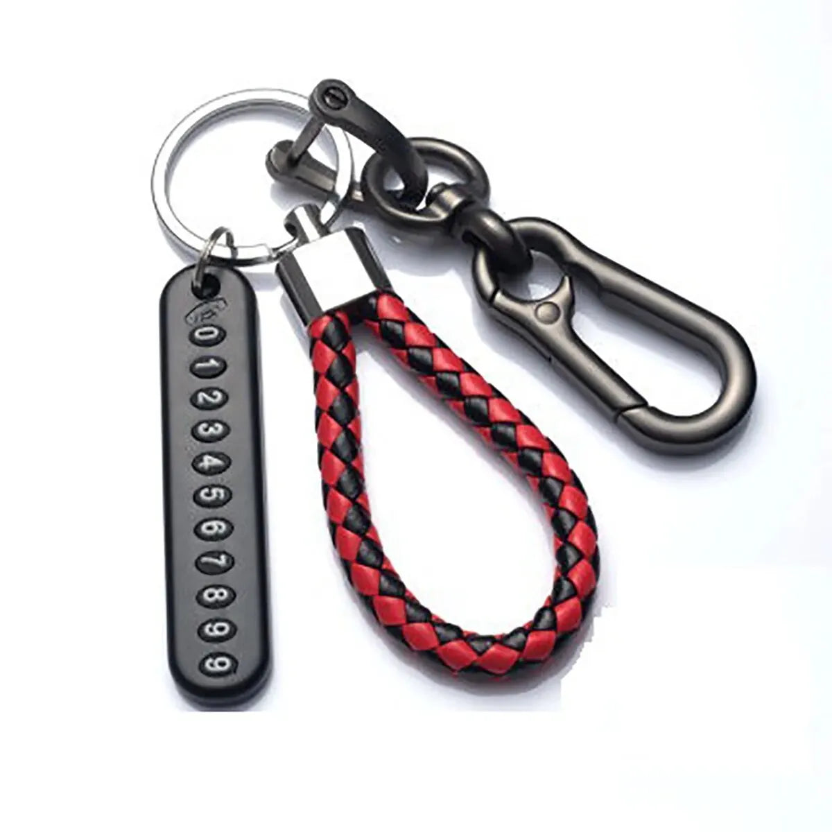 Trendy DIY Mobile Phone Number Plate Pendant Keychain for Men Punk Simple Woven Leather Rope Anti-lost Car Key Chain Accessories 