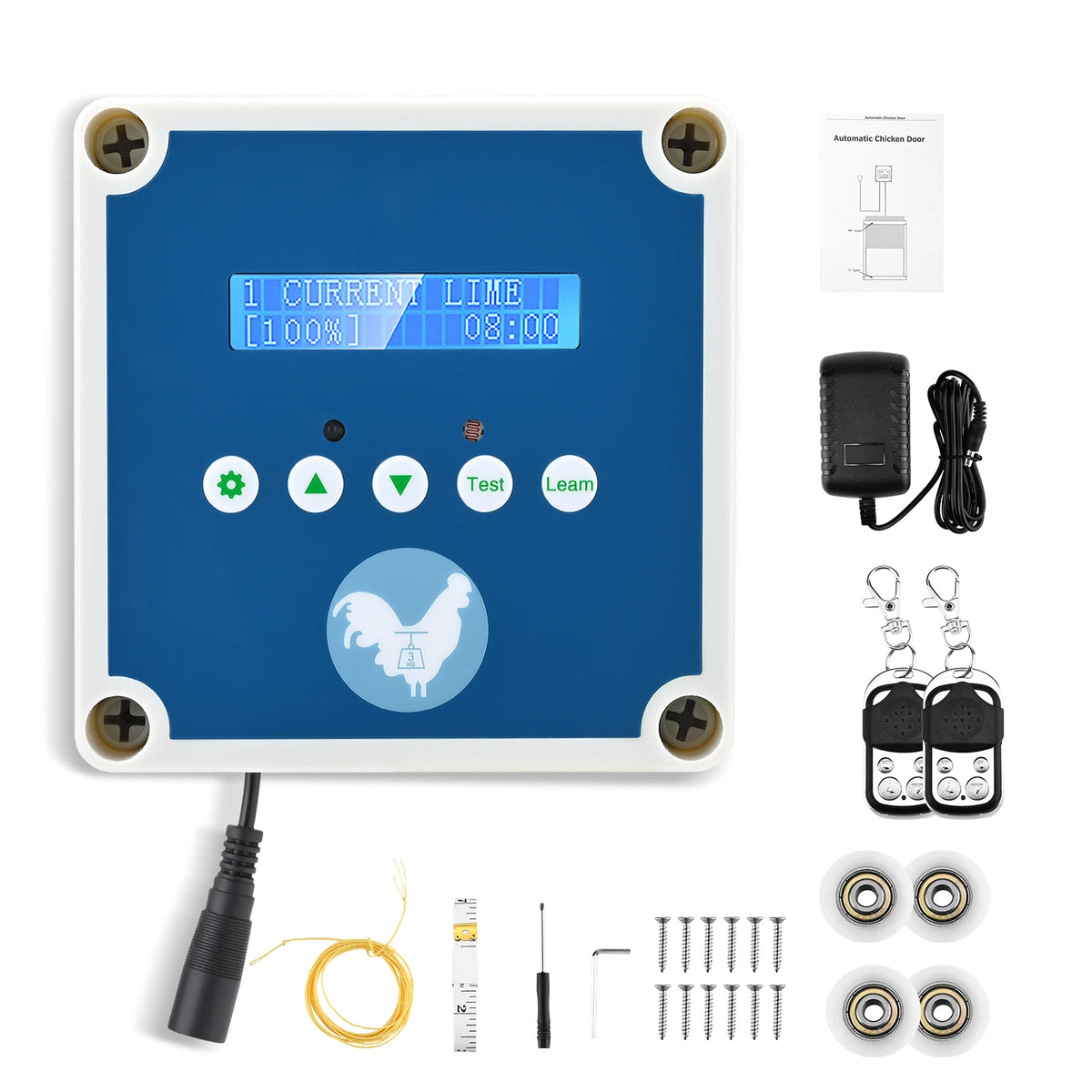 Automatic Chicken Coop Door Kit Door Opener with Light Sensor, Timer and Controller Opening,Create a Safe Home for Your Chickens