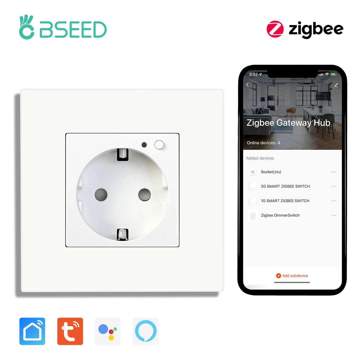  Enchufe inteligente Zigbee de pared – simple, doble o triple