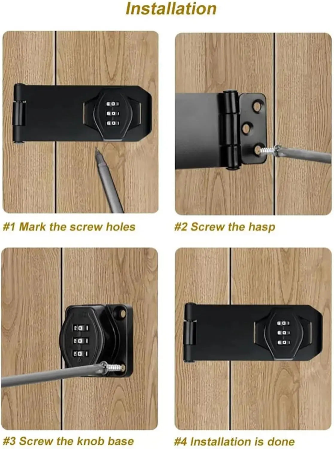 Black 3-Inch Combination Lock for Matching Fittings