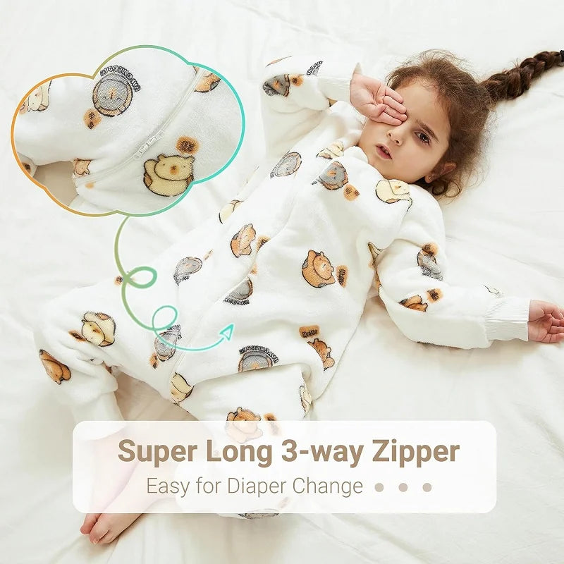 Cartoon Flannel Sleepsack Pajamas for Kids