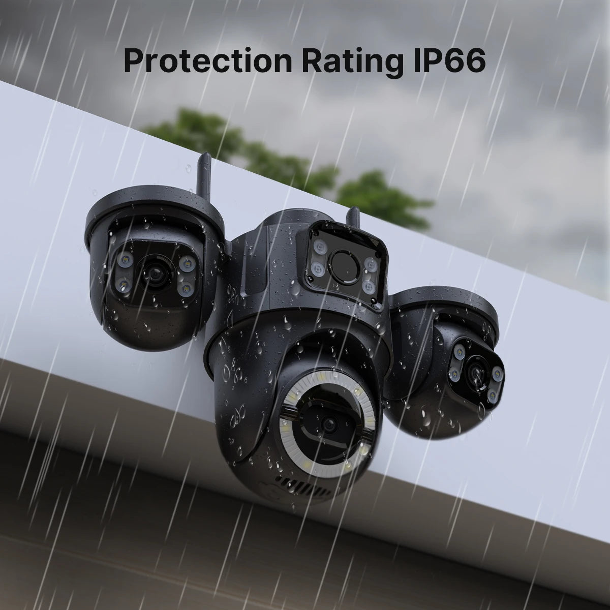 Outdoor Triple-Lens PTZ WiFi IP Camera with AI Motion Detection