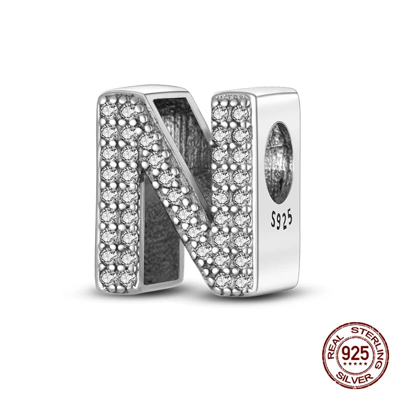 925 Sterling Silver Alphabet Bead Charm