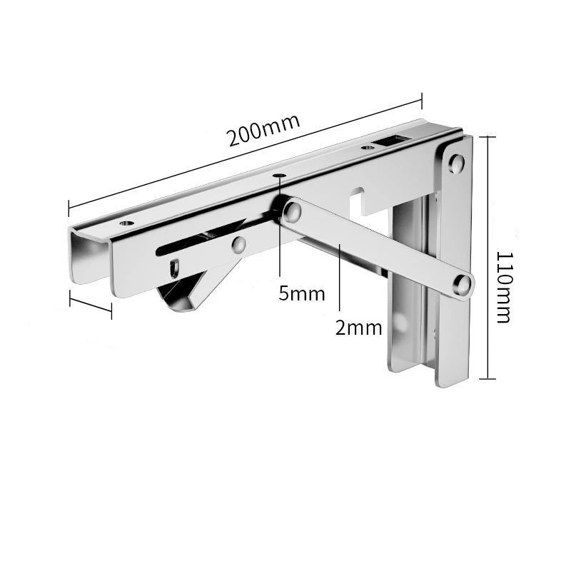 Folding Stainless-Steel Shelf Brackets, Pair