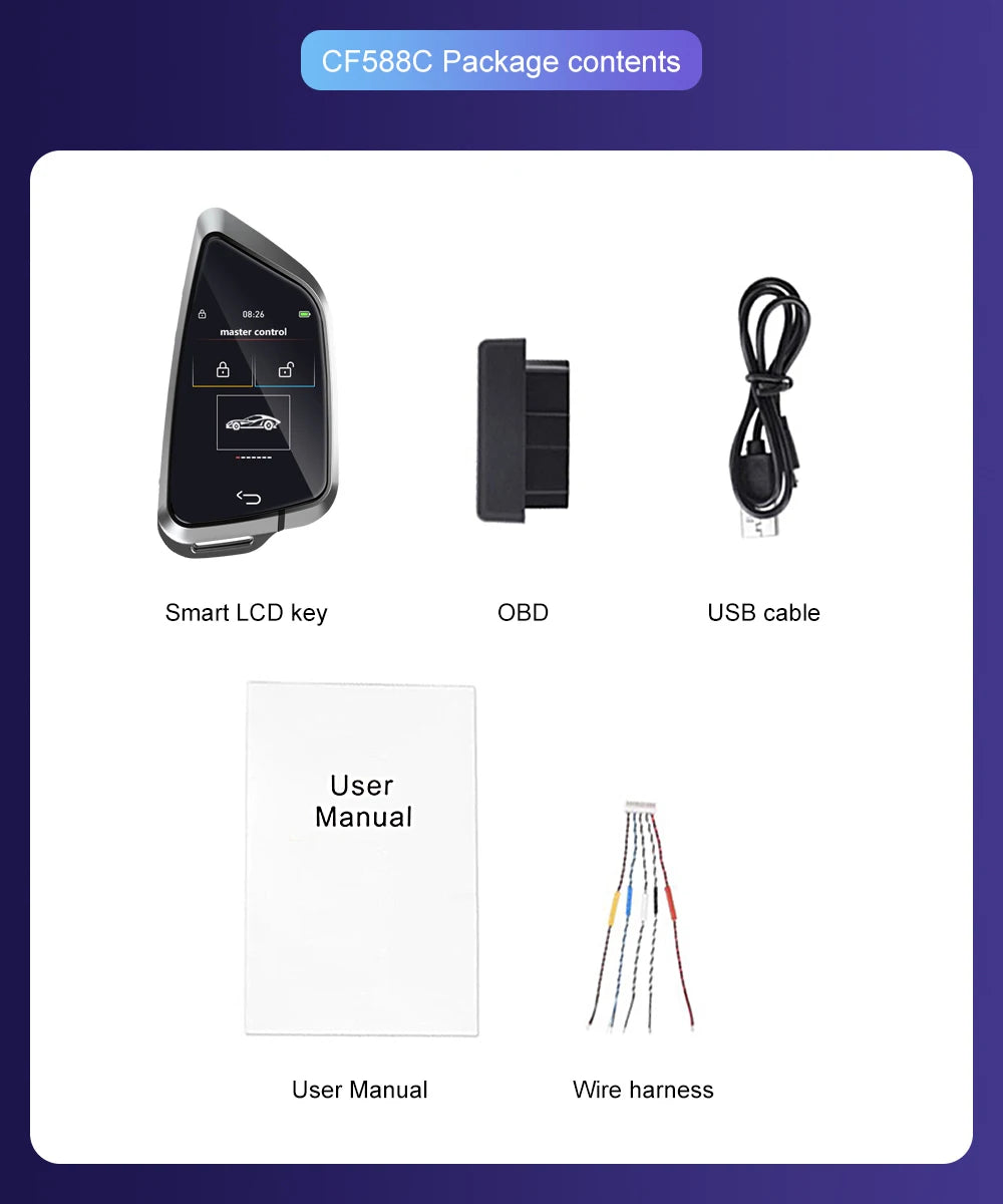 Rok 2024 Nový univerzálny LCD inteligentný kľúč APP prispôsobený motiv pre BMW/Audi auta LCD KEY, pohodlný vstup, auto zámok