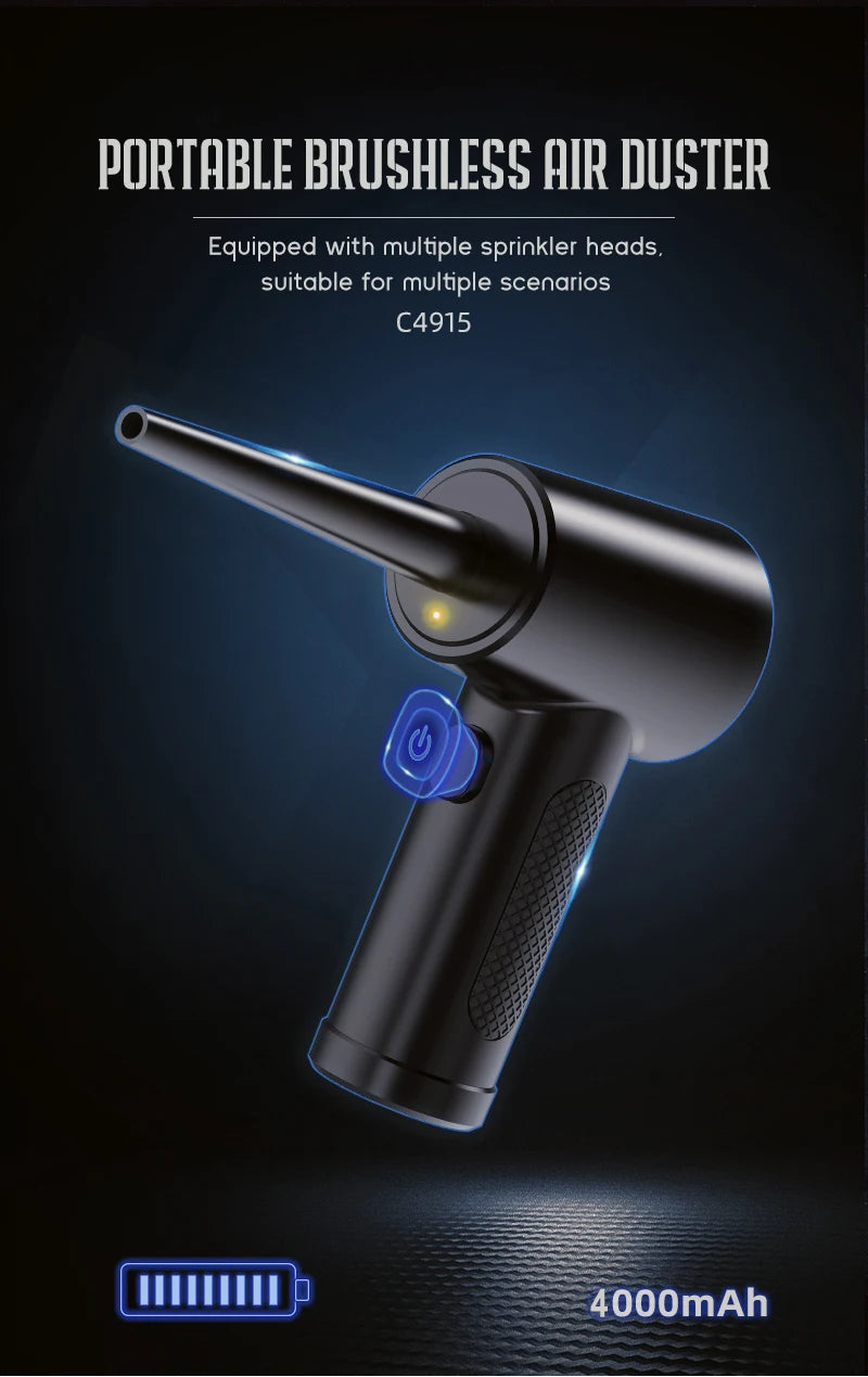 Protable Air Duster for Computer Cleaning 51000RPM Cordless Compressed Air Blower with LED Light for PC computers Keyboard Clean 