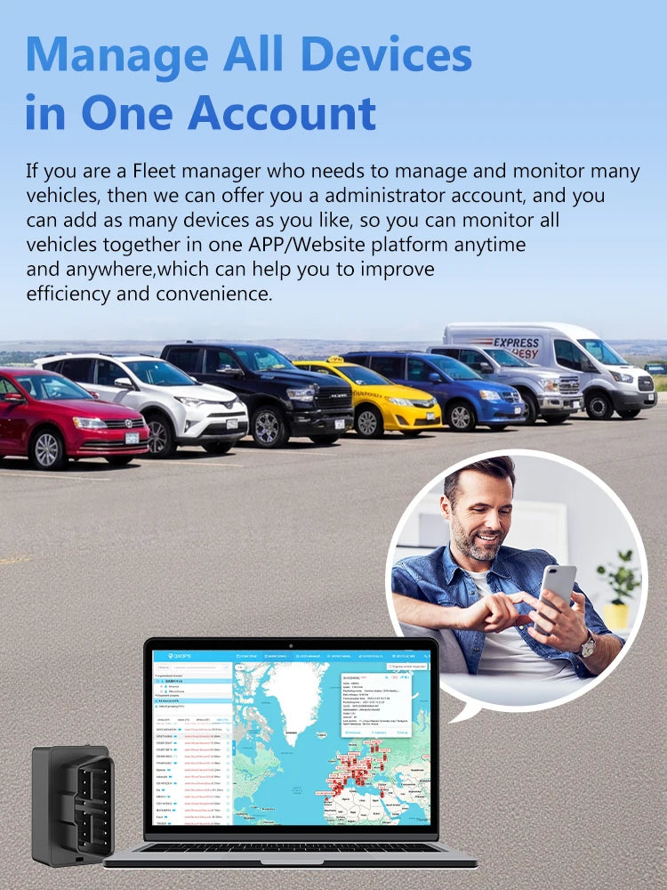 Mini OBD GPS Tracker 16PIN OBD II Plug Play Car Truck Vehicle OBD2 Tracking Device GPS with Free Location APP