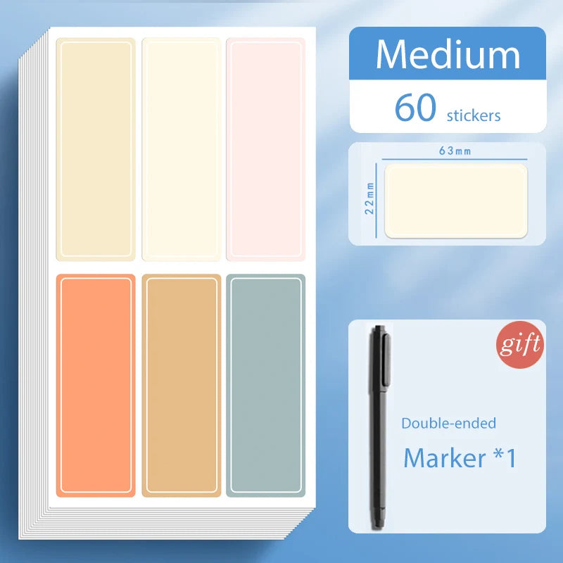 Waterproof Colorful Self Adhesive Assorted Stickers Removable Label Stickers Name Tag Bottle File Document School Supplies 