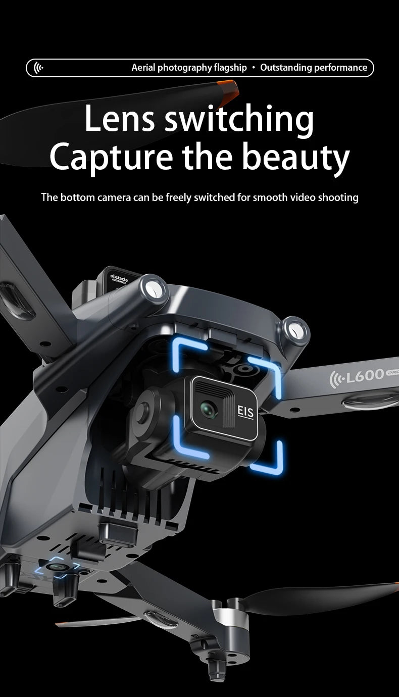 L600 PRO MAX GPS Drone Professional 8K Camera 3-axis Gimbal Aerial 5G WIFI FPV Brushless Motor 360 ° Laser Obstacle Avoidance Optical Flow Hover with Large Screen Remote Control Aircraft Folding Quadcopter Drones Kids Toys G