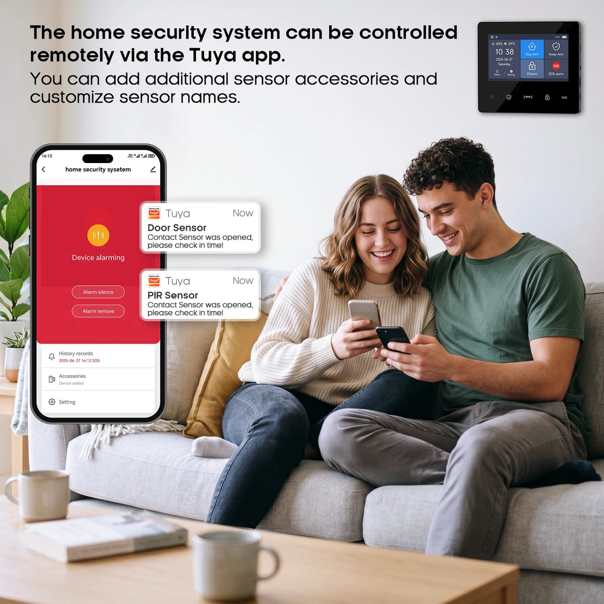 Sistem de alarmă Tuya Smart WiFi 4G GSM, senzor 433MHZ, protecție de securitate, senzor de mișcare, senzor de ușă/fereastră pentru casă/apartament