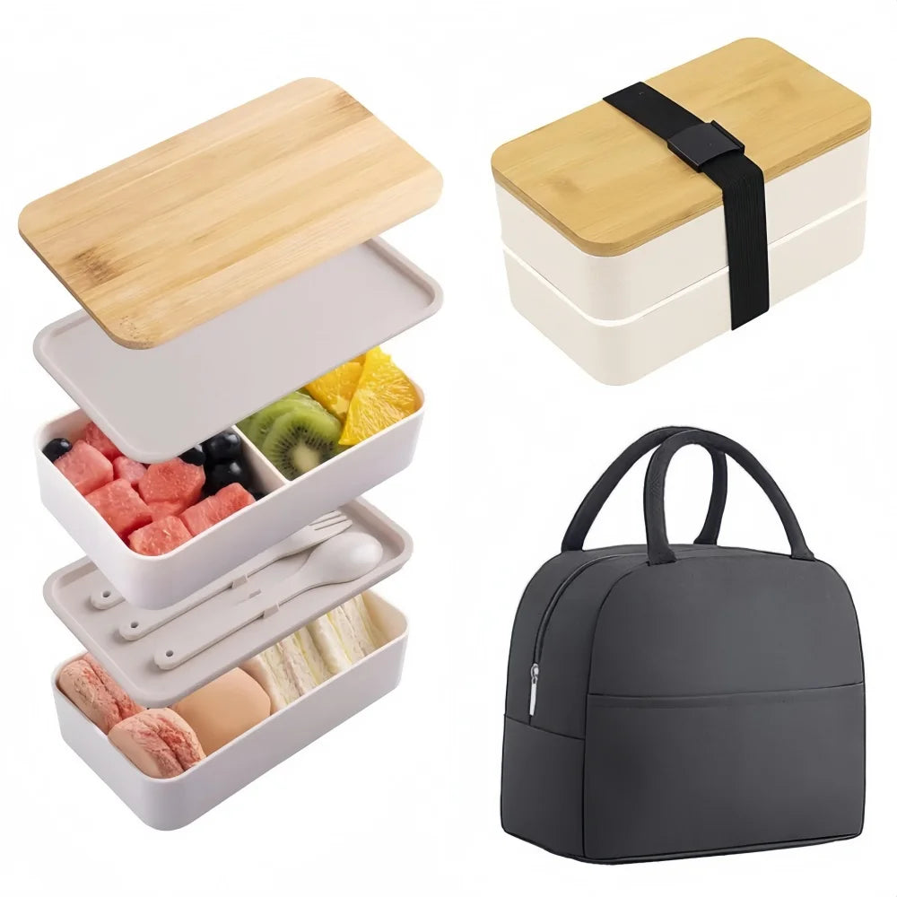 Two-Tier Bento Lunch Box, Set and Bag Options