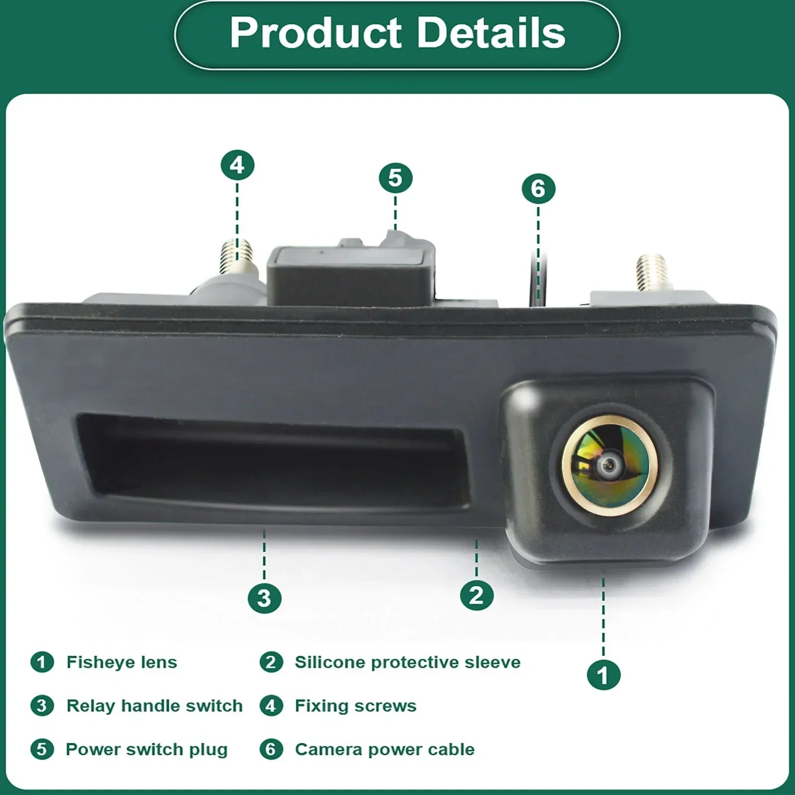 1080P Rear View Backup Camera for VW & Audi with 170° Wide Angle