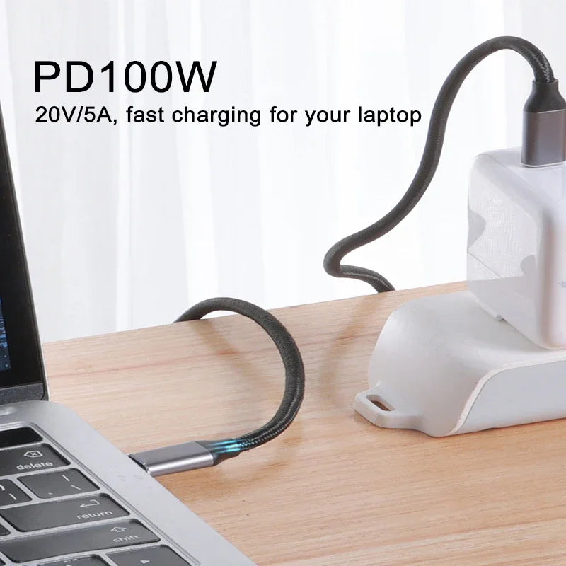 Cable USB C a USB C, carga rápida PD de 100W, 5A, transmisión de datos de alta velocidad de 20Gbps, USB 3.2 Gen 2, 4K a 60Hz, cable de audio macho