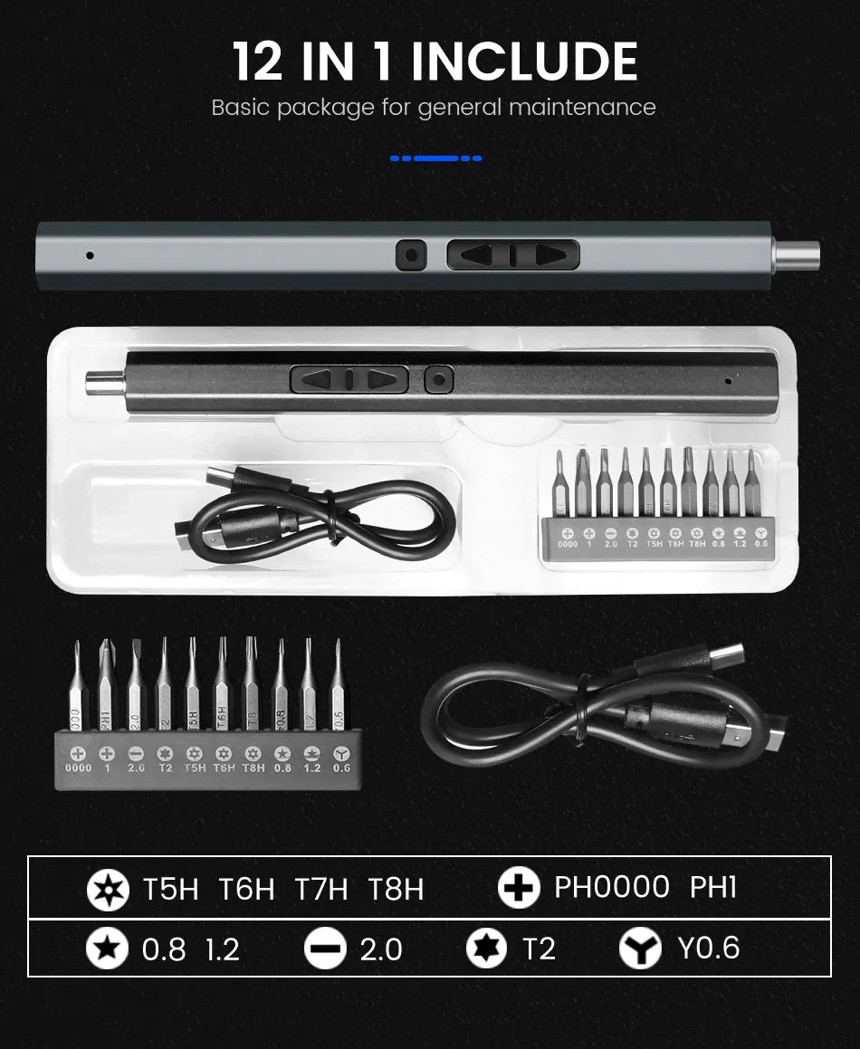 Cordless Electric Screwdriver Set 12/39/50 in 1 Precision Power Tool Magnetic Screw Driver Bit Fast Charging Repair Tool Kit 