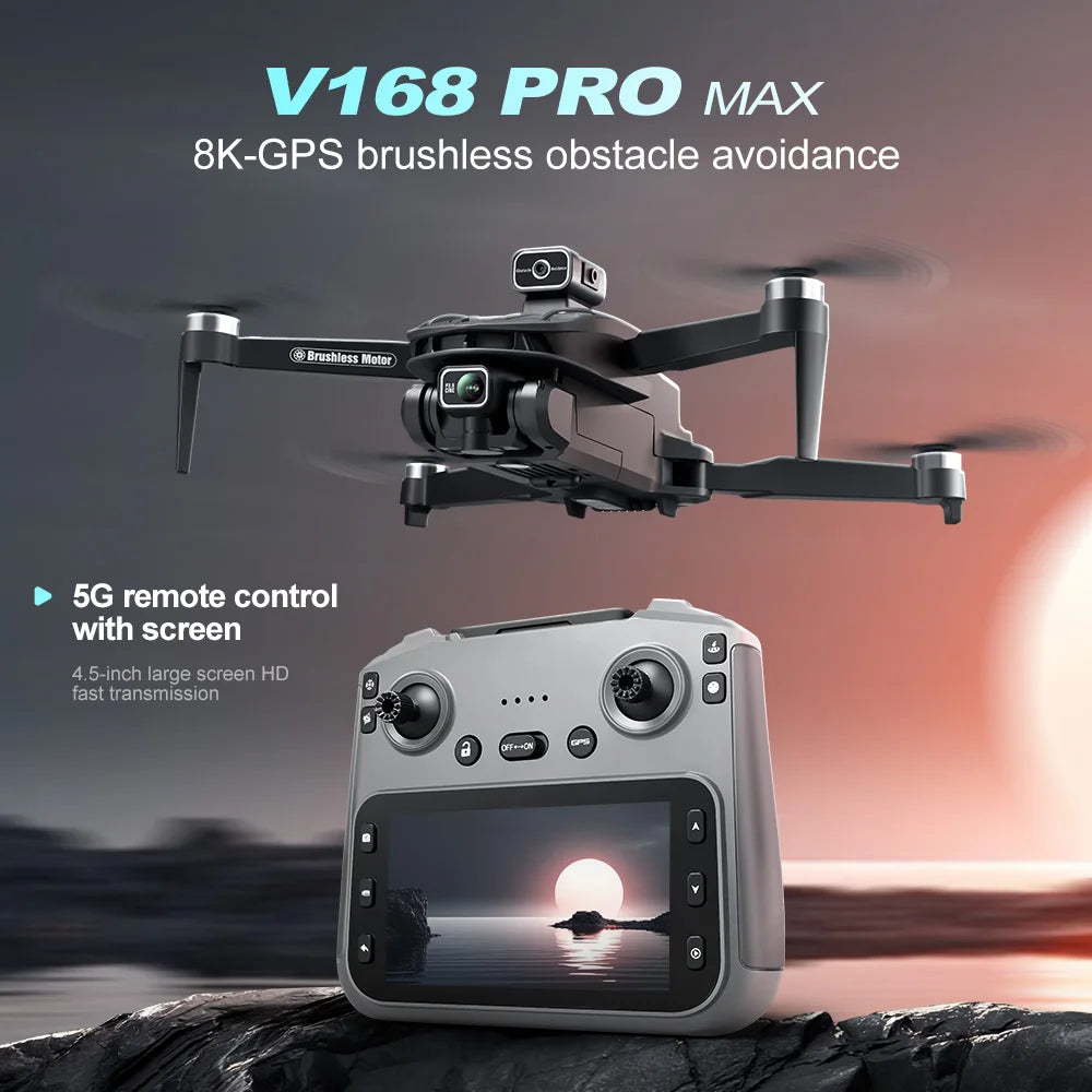 Dronă GPS 5G WiFi FPV cu ecran LCD HD, două camere, evitare obstacole, fără perii, pliabilă