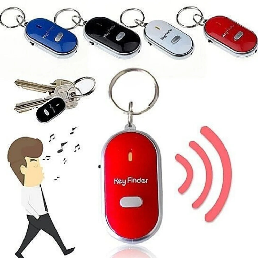Anti-Lost Key Finder Keychain Flashing Beeping Alarm Key Locator Sound Control Smart Finder With LED Whistle Women's Men's Gift 